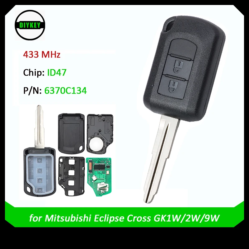 

DIYKEY Replacement Remote Head key Fob 434MHz ID47 2Button 6370C134 for MITSUBISHI ECLIPSE CROSS GK1W/2W/9W 2017.10.1-2020.12.3