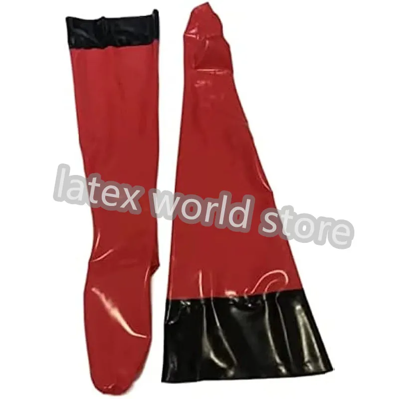 

Red and Black Latex Stocking Customized Sexy Lingerie Fetish Long Rubber Socks Cosplay Costumes for Women