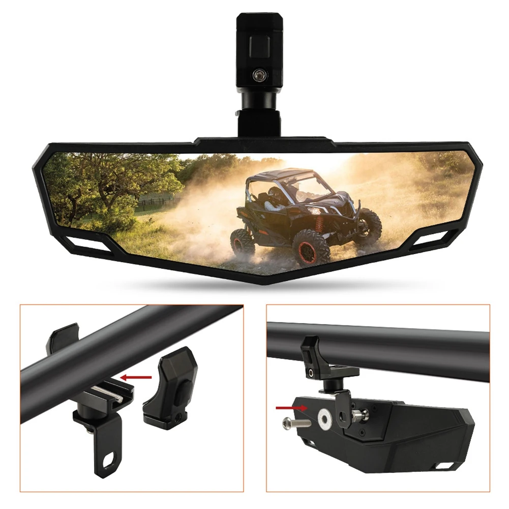 

NEW-UTV Rear View Mirror For Polaris RZR Can Am Maverick Arctic Cat For 1.5" To 2.0 Inch Round Roll Cage UTV Accessories
