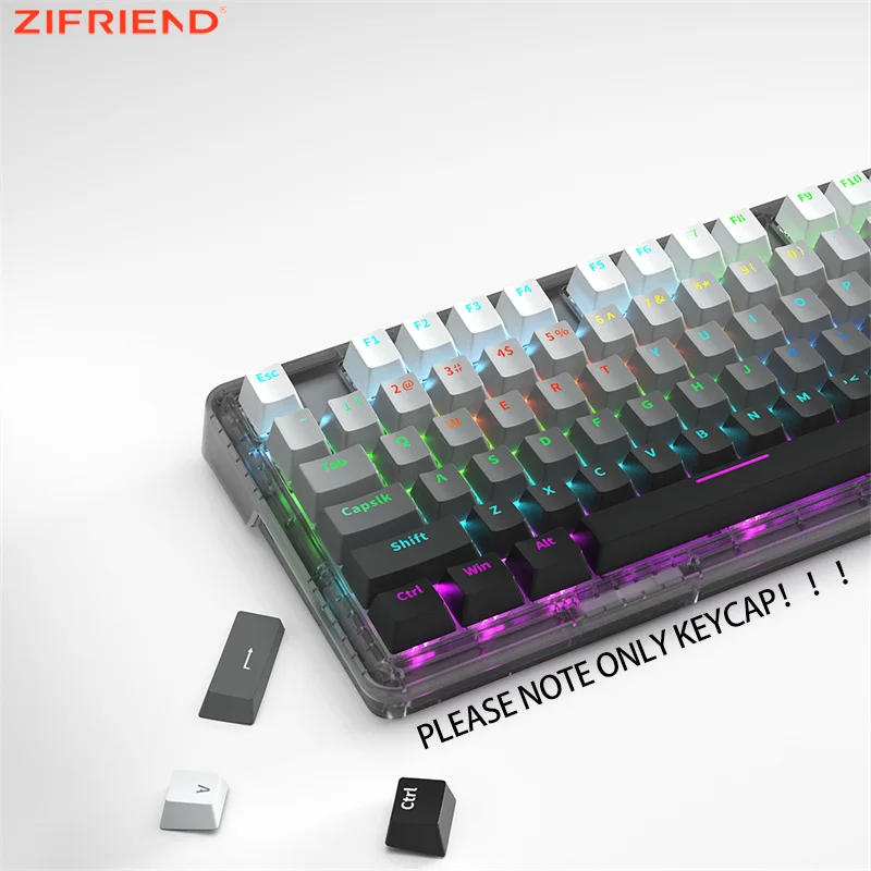 ZIFRIEND 132 Keys Polar Day PBT Double Shot Front Side Gradient Print Shine Through Backlit Keycaps for DIY Mechanical Keyboard