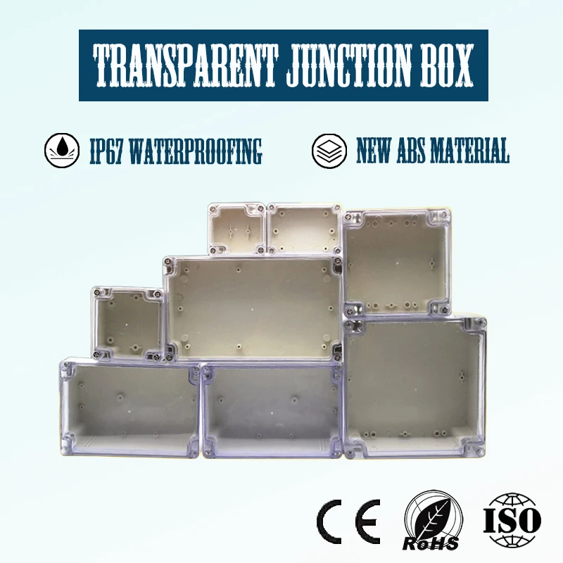 

Водонепроницаемая распределительная коробка для наружного применения с прозрачной крышкой из АБС-пластика/ПК и рейтинг водостойкости IP67.