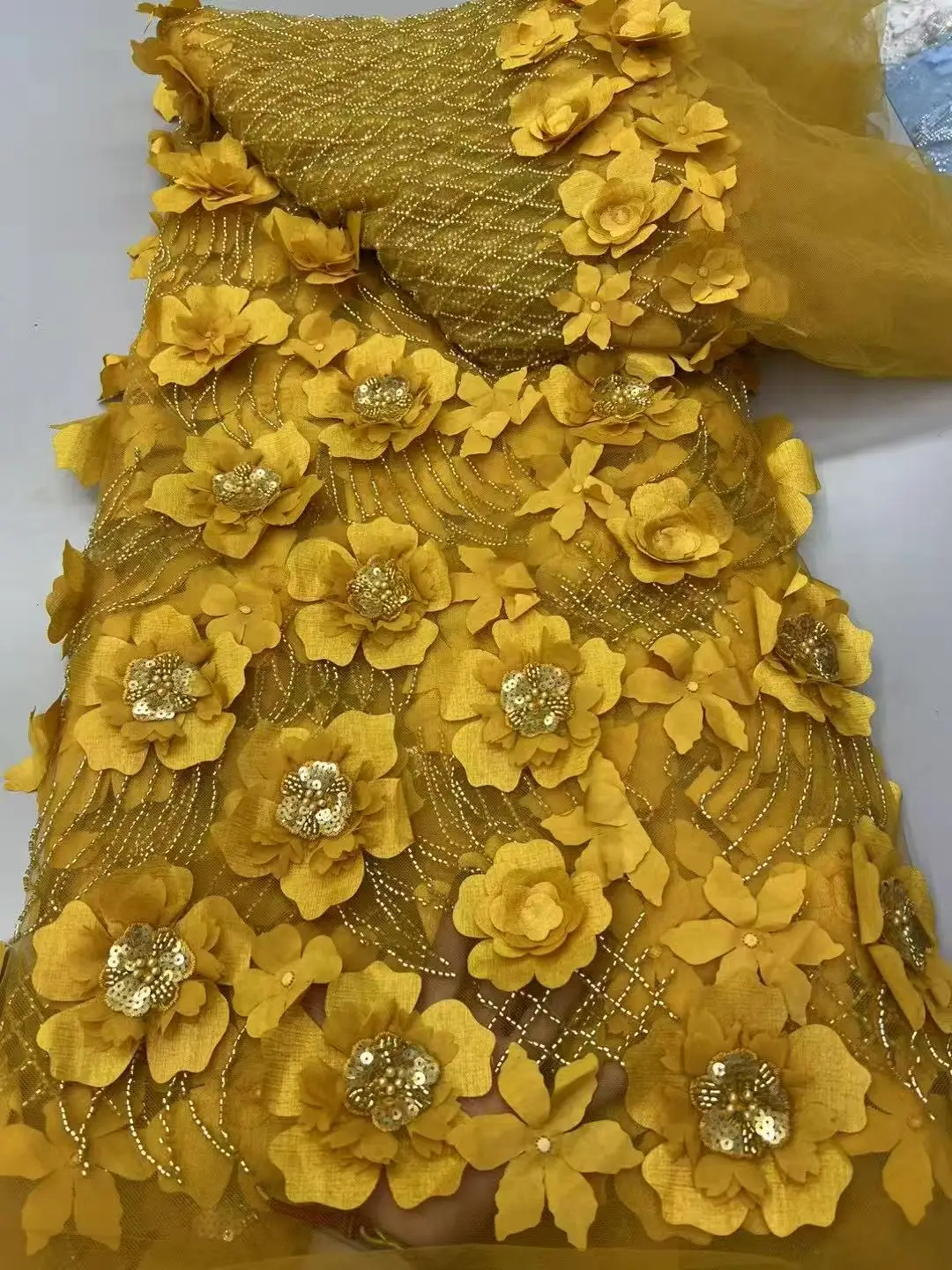 

Luxury African Mesh Lace Sequin Fabric,Fabrics By The Meter,For Sewing,Clothes,Tulle,Wedding Dresses,Embroidery, 5 Yards