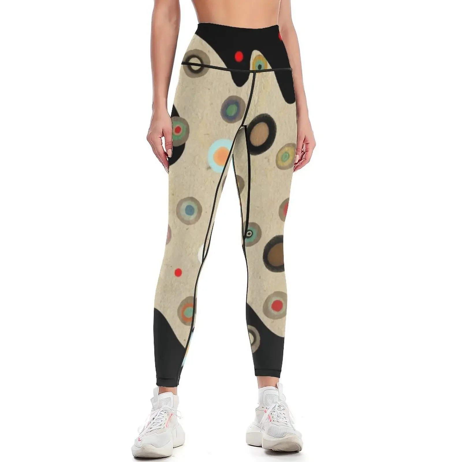 

Asimetric Black Happy Old Circles Leggings Fitness's gym clothes legging gym Women's sports legings for fitness Womens Leggings