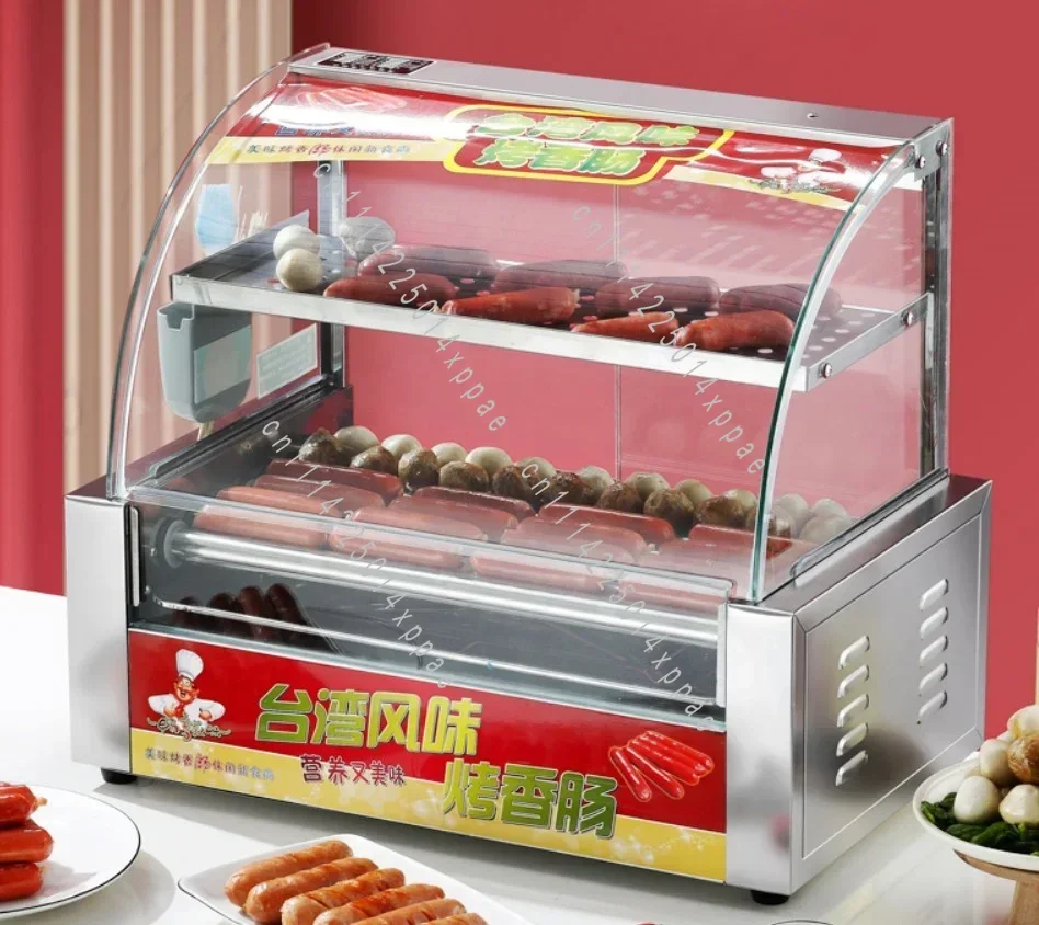 Display Showcase Rolling Type Sausage Hot Dog Grill Display Machine For Catering Restaurant Automatic Food Warmer