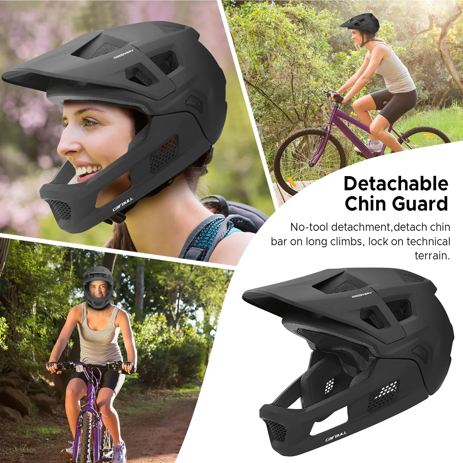 

Cycle Helmet Mountain Bike Helmet Detachable Helmet Full Face Mountain Bike Helmet with Padding and + Silver Ion Straps