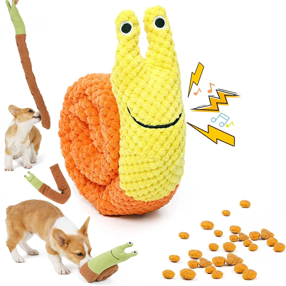 Pet Chew Squeak Toys Pet Sniffing Plush Snails Toy Puppy Interactive Puzzle Toys Encourage Natural Foraging Skills Snuffle Mat