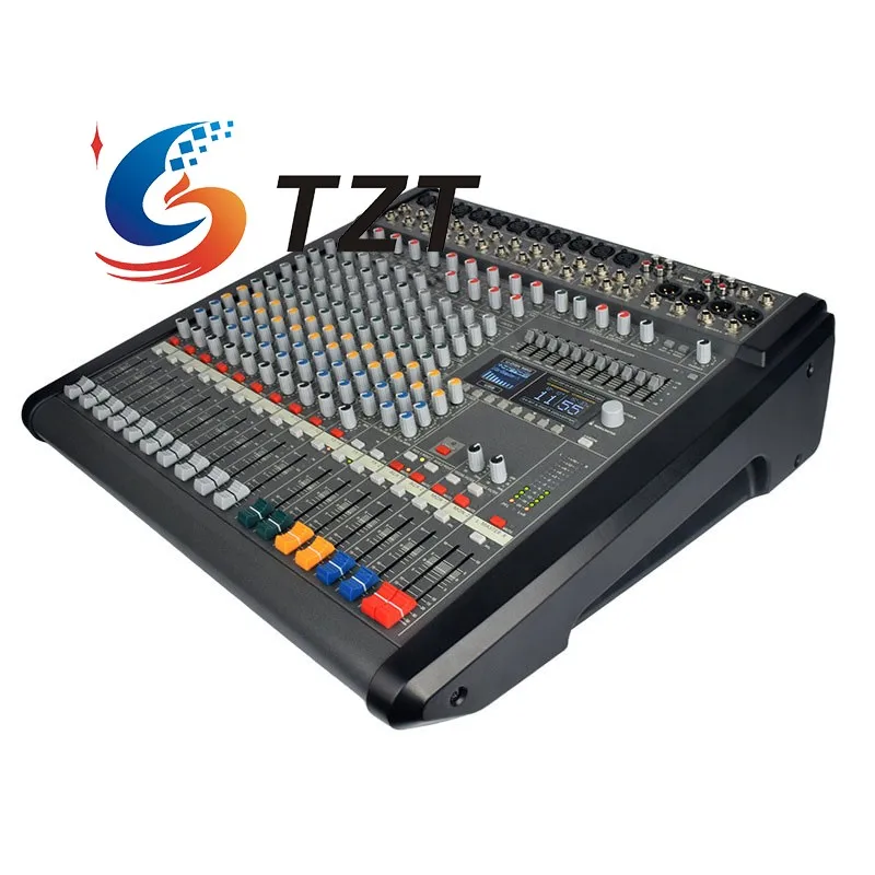 TZT S-1200 Console di missaggio mixer professionale a 12 canali da 1200 W * 2 per la cerimonia nuziale sul palco KTV