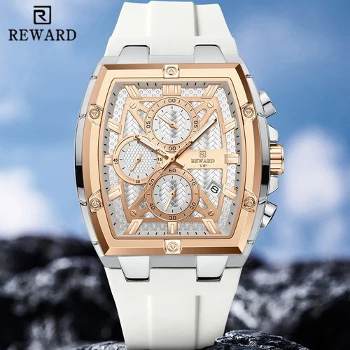 Imagen 2 del producto REWARD 832261M Reloj de cuarzo para Hombre, correa de silicona, calendario deportivo resistente al agua, cronógrafo, relojes luminosos para Hombre, Reloj para Hombre