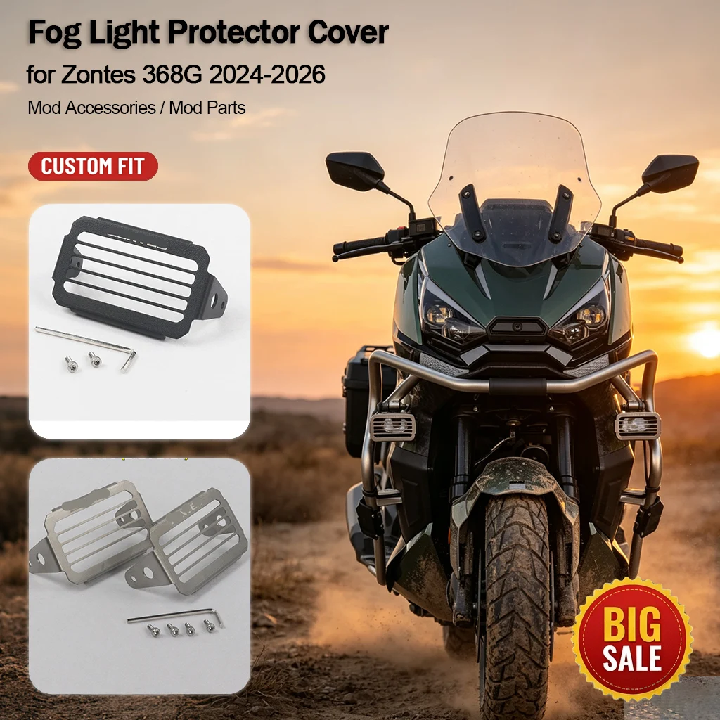 Fog Light & Spotlight Protector Guard Stainless Steel Decor Frame Motorcycle Mod Accessories for Zontes 368G