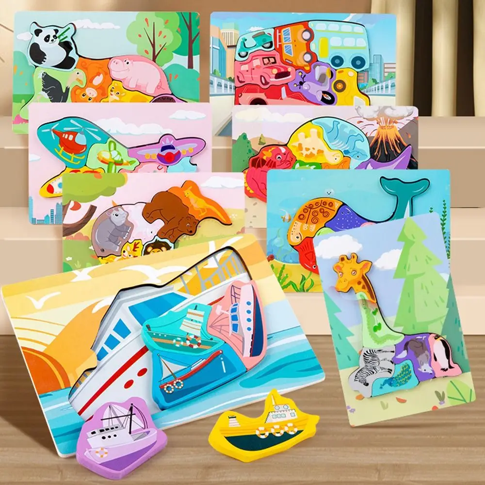 

Обучающие животные для дошкольного обучения, искусственная игра-головоломка с транспортными средствами, деревянные головоломки, игрушки, пазлы, доска, 3D головоломки, игрушки