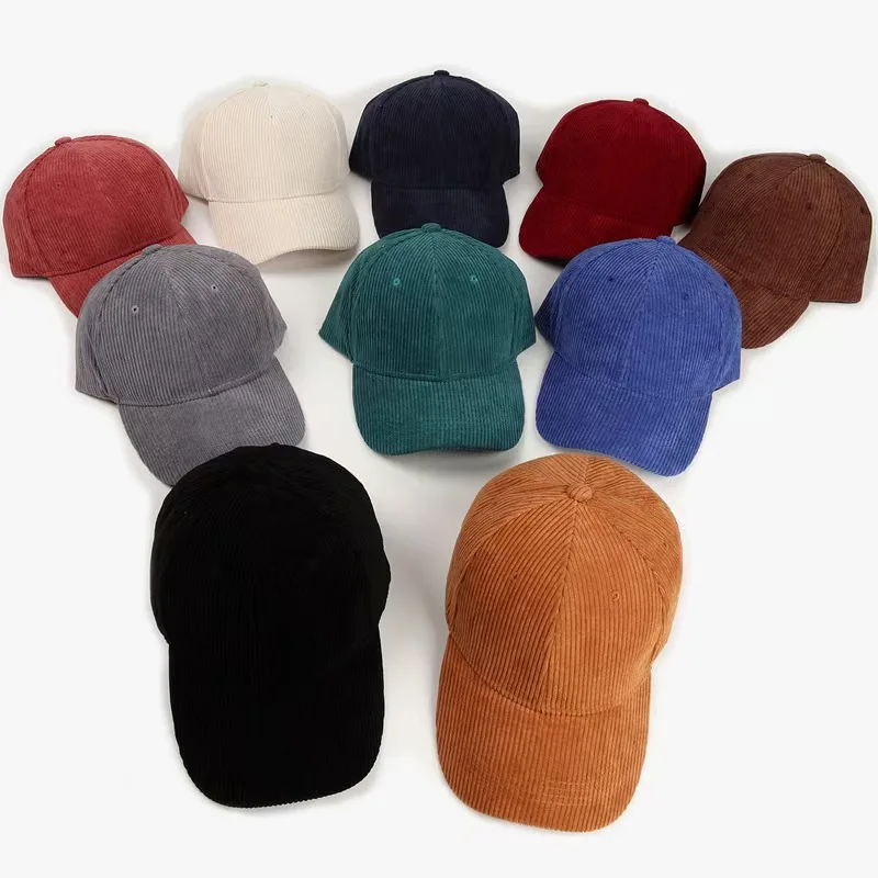New Solid color corduroy ins baseball cap Korean version versatile face enhancing small curved eave street duckbill cap