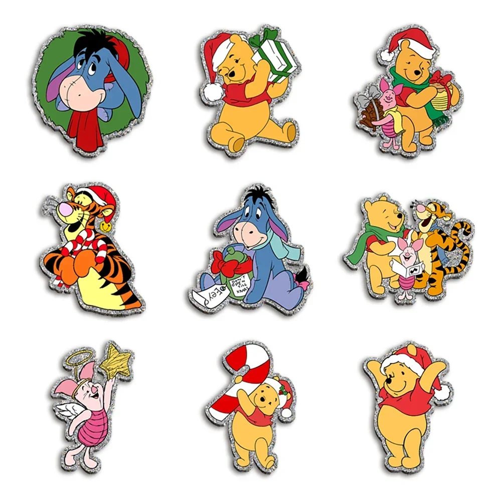 Disney Winnie the Pooh Glitter Acrylic Flatback Planar Resin For DIY Phone Case Hair Bow Craft Supplies Badge Reel 2 Inches