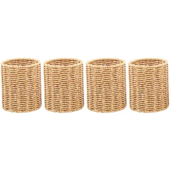 4 Paket Depolama Kalem Tutucu Ofis Bebek Kalemleri Rattan Pot 1250X1000X1000 CM Plastik Büyük Kapasiteli Bardak