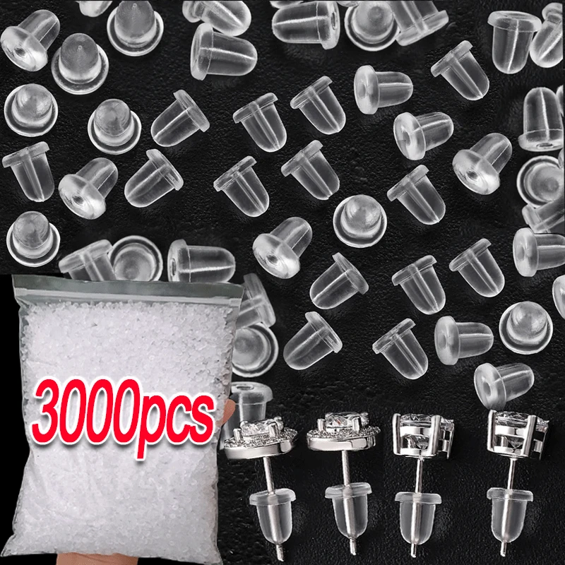 500-3000Pcs Silicone Rubber Earring Back Round Ear Plug Blocked Caps Earrings Back Stoppers For DIY Part Jewelry Findings Making