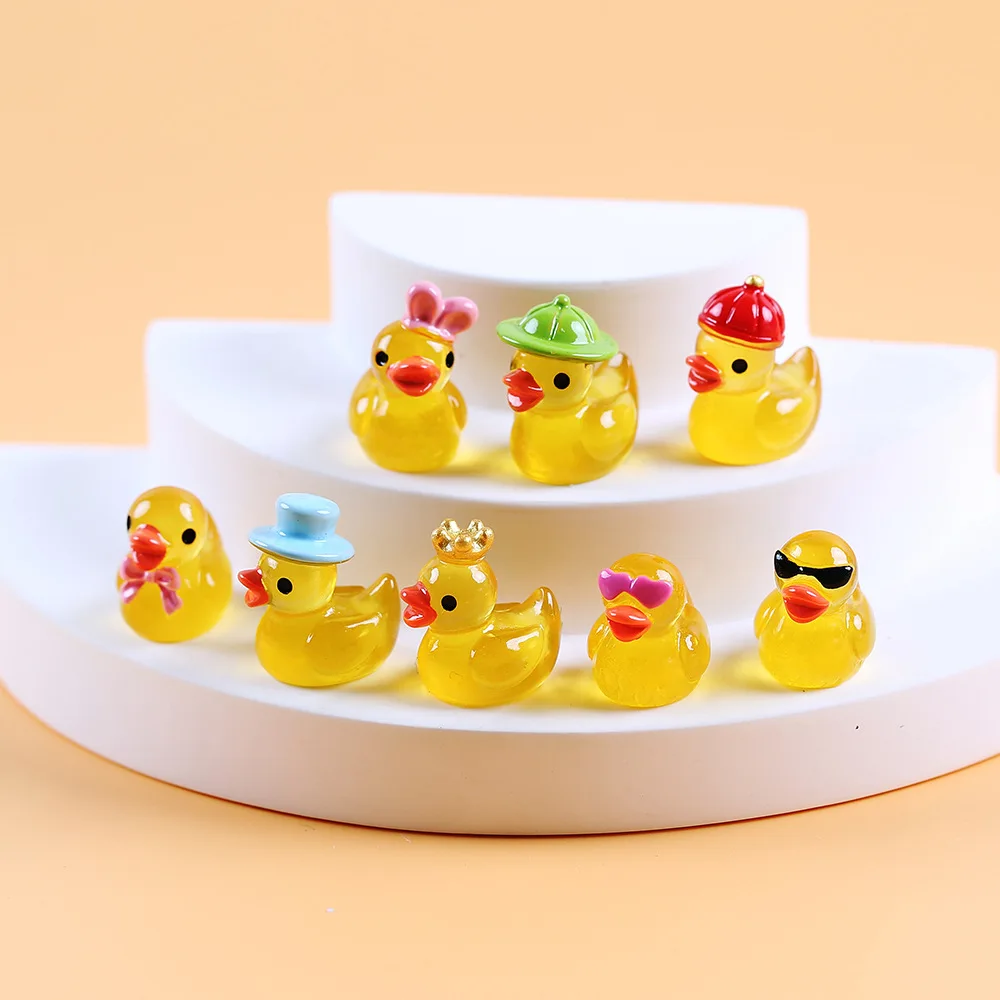 

100/50PCS Mini Yellow Luminous Duck Ornament Miniature Figures Tiny Duck Micro Fairy Garden Landscape Fairy Garden Home Decor