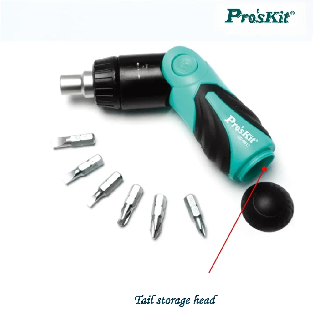 Pro'sKit 6 in 1 SD-9817 Multi-functional Ratchet Screwdriver Set Replaceable Household screwdriver sub set Repair removal tool