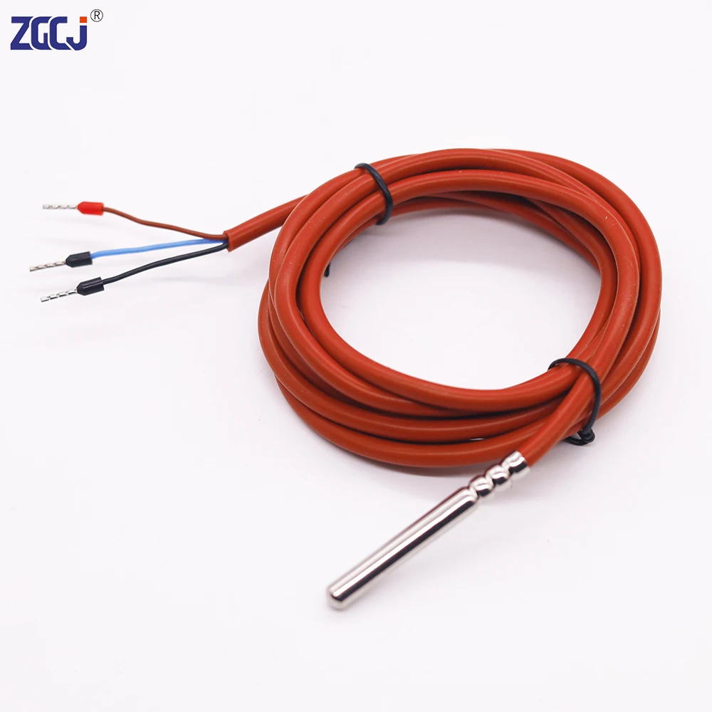 -20~200\'C PT1000 sensor waterproof temperature probe high temperature thermal resistance with silicon cable