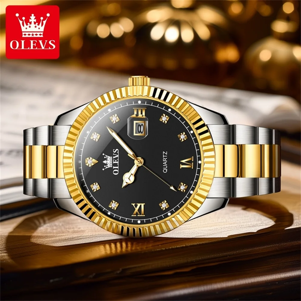 OLEVS 3623 ساعة رجالي الأكثر مبيعا الأعمال الأصلية الفاخرة العلامة التجارية ساعة كوارتز مقاوم للماء مضيئة التقويم ساعة معصم للرجل