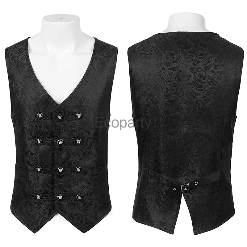 Men's Medieval Steampunk Renaissance Prince Costume Vintage Victorian Gothic Edwardian Shirt Vest Pants Suit Halloween Party Set