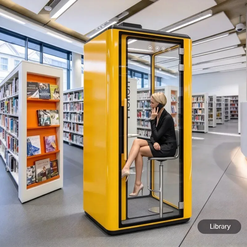 Acoustic Phone Cabin Mobile Silent Booth Built In Ventilation For Call Center Private Telephone Communication