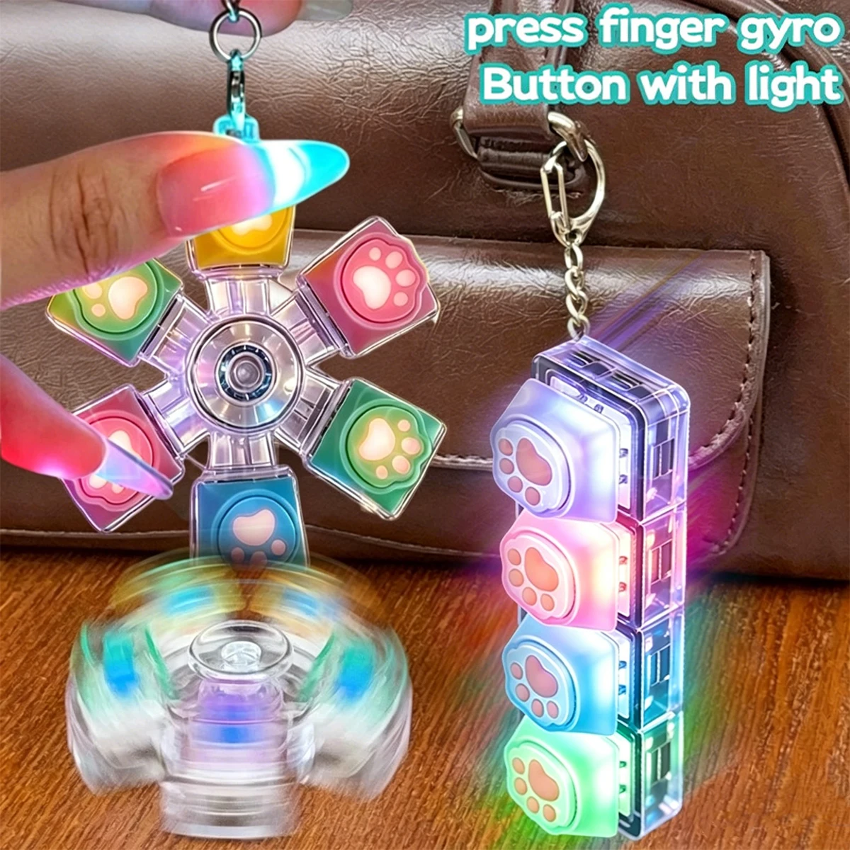 Multi-Style LED Light-Up Keycap Keychain Clicker Fidget Toy Stress Relief Portable Desk Accessory for Kids Adults Party Gifts