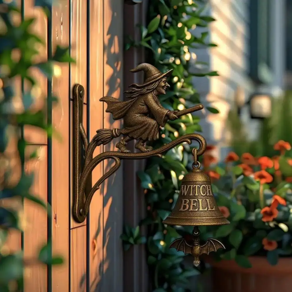 

Настенное крепление, дверной звонок ведьмы, дизайн ведьмы на метле, декоративный аксессуар, уличный декоративный звонок, дверной звонок