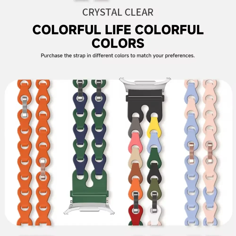 Silicone Chain Strap With Connector For Samsung Galaxy Watch 7 Ultra 47mm Wristband For Galaxy Watch 47MM Replacement Bracele