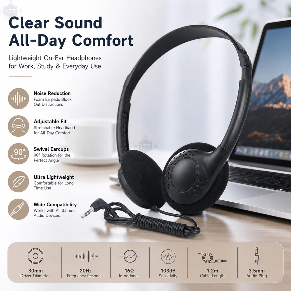 3.5mm Wired Computer Headphone No Microphone Gaming Headset Noise Canceling Sports MP3 Earphone Wired Stereo Headset Universal