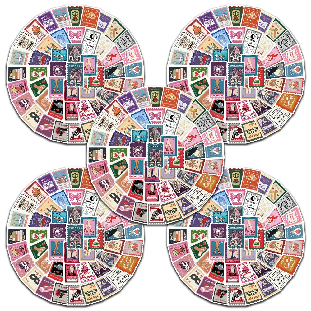 

5 sets Dark Romance Cartoon Skull Heart Flower Aesthetic Art Stickers For Laptop Luggage Guitar Phone Waterproof Vinyl Decals