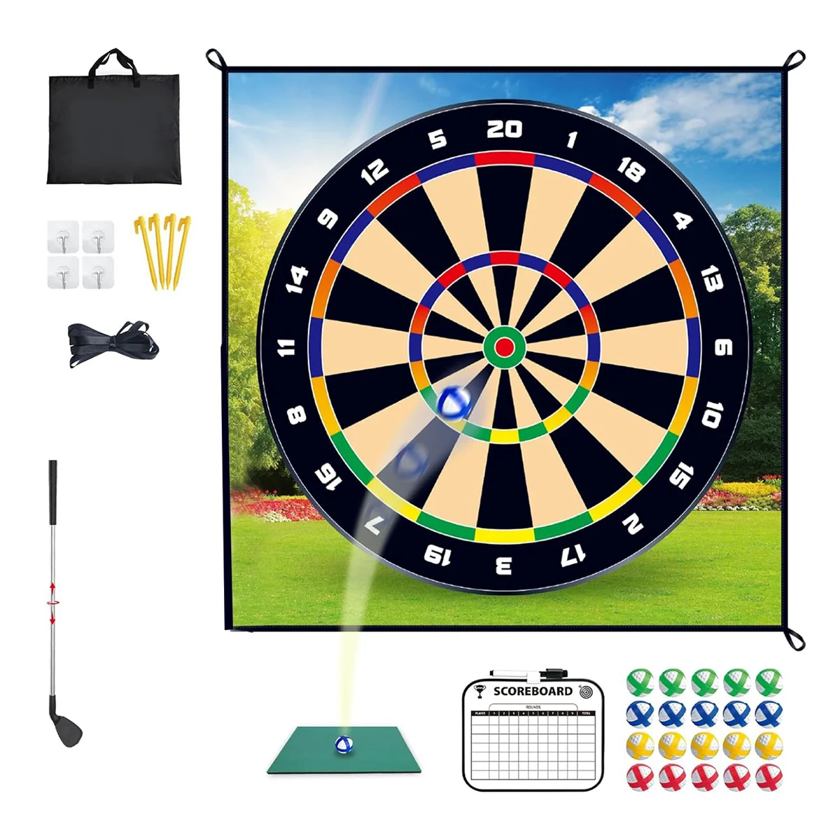 

Golf Chipping Game Mat Golf Chipping Games Set, Golf Score Darts Game Mat Indoor Outdoor Backyard for Family & Friends