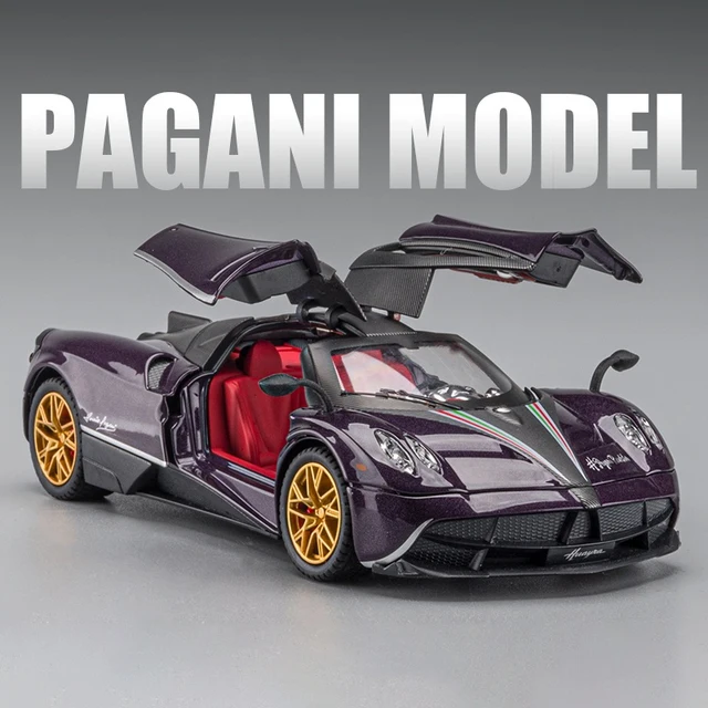 1:24 Diecast Pagani Huayra Dinastia Supercar Alloy Car Model Sound Light Pull Back Car Collection Children Gift Toy Vehicle