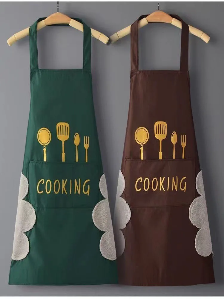 New waterproof and oil resistant hand wiping apron Kitchen cooking, household work, oil proof waist wrap