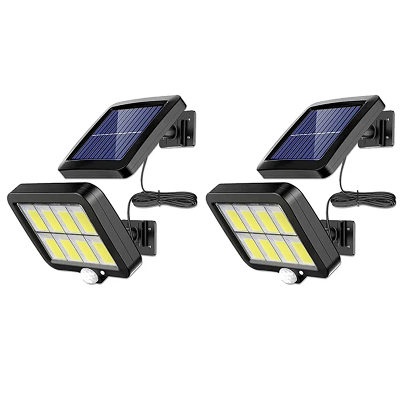 

2Pc 2000 Lumen 160 Leds Solar Wall Lights IP65 Waterproof Wired Motion Sensor Security Flood Light 360 Degree Adjustable