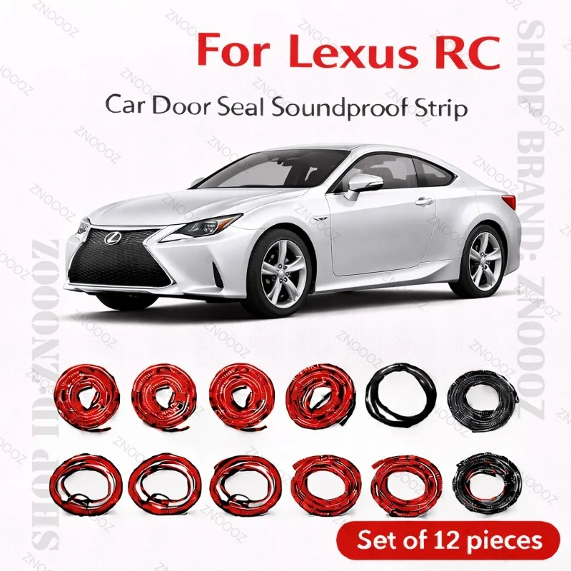 

For Lexus RC Car Door Seal Strip Rubber Double Layer Soundproof Dustproof Waterproof Door Weatherstrip 12PCS Set