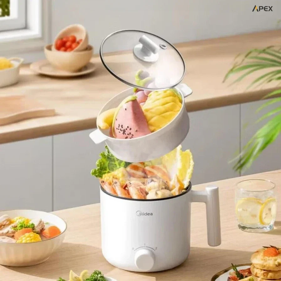 Household electric cooker. Multifunc. Small for dorm. Steams & stews. One-person hot pot.