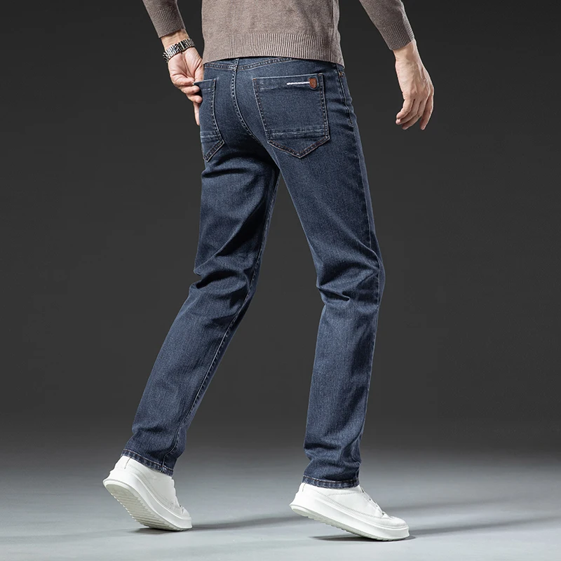 

2024 spring and autumn new styles Men's slim fit stretch cotton jeans High-end versatile straight business jeans for men