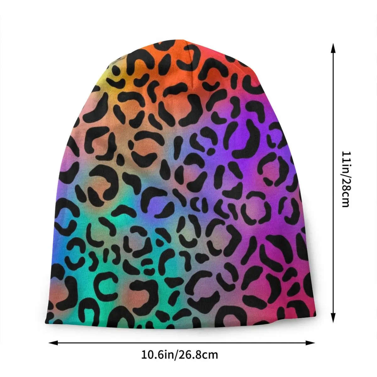 Rainbow Leopard Animal Print Skullies Beanies Caps For Men Women Unisex Hip Hop Winter Warm Knit Hat Adult Bonnet Hats