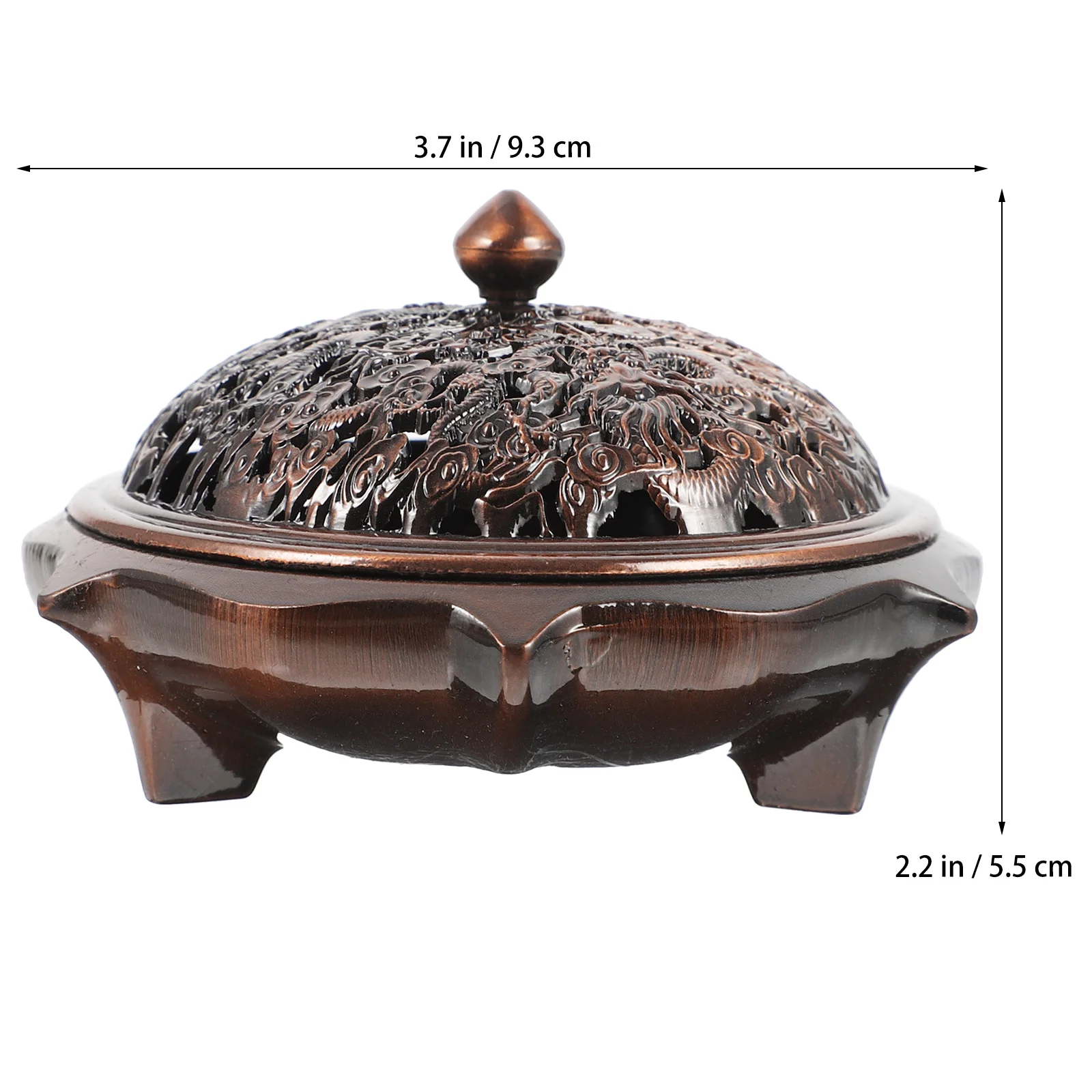 

1Pcs Zinc Alloy Incense Burner Censer Holder Aroma Stove Desktop Ornament Home Living Room Study Office Air Purifier