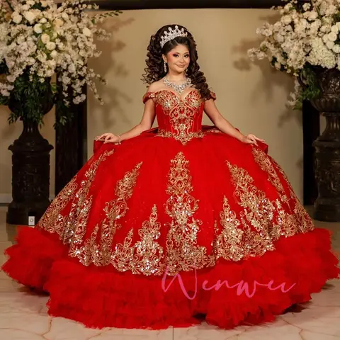 red dress with gold lace Golden -AliExpress bestsellers-resort