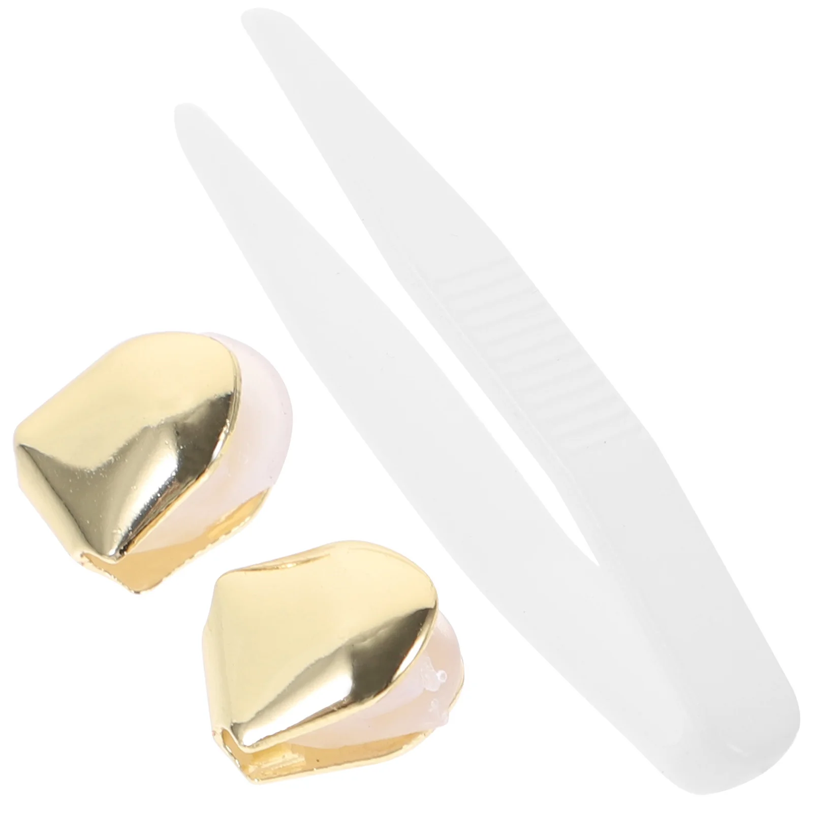 

2pcs Golden Teeth Braces Single Electroplate Shiny Hip Hop Grill For Halloween Party Concert Cosplay Accessory