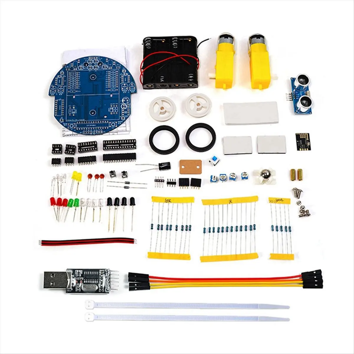 DT38 51 MCU Smart Car Ultrasonic Obstacle Avoidance Car Tracking Ranging Robot Programming DIY Car Kit