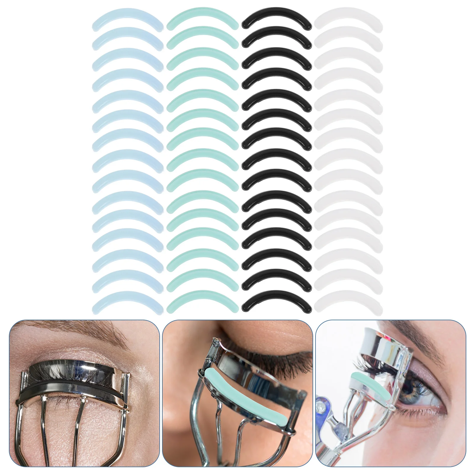 

80pcs Eyelash Curler Pads Replacement Silicone Cushions Lash Curling Tool Refill High Elasticity Makeup Accessories