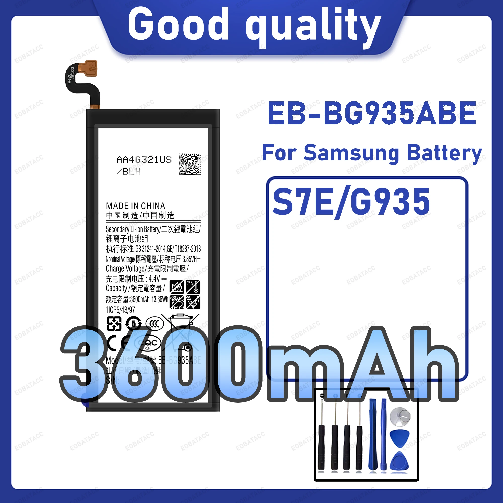 3600mAh EB-BG935ABE Replacement Battery for Samsung Galaxy S7E/G935 with Repair Tools Kit