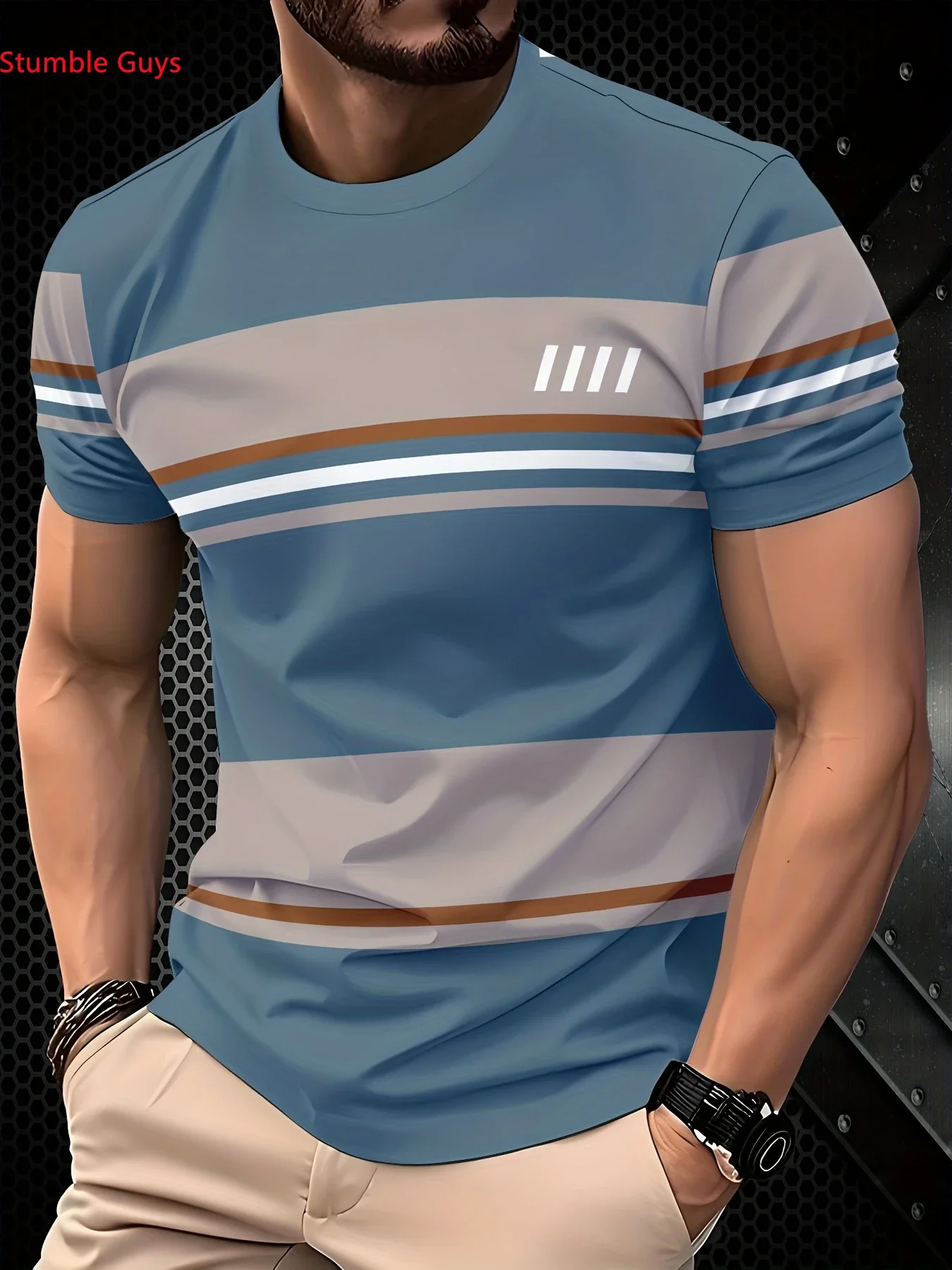 Herren Kurzarm Sport-T-Shirt Sommer Atmungsaktiv Schnelltrocknend Leicht Lässig Modisch Bedruckt Athletisches Trikot Oberteil