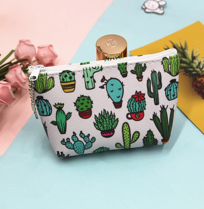 Cactus Opslag Pu Munt Portemonnee Creatieve Cartoon Mode Kleine Tas Oortelefoon Sleutel Portemonnee Voor Vrouwen