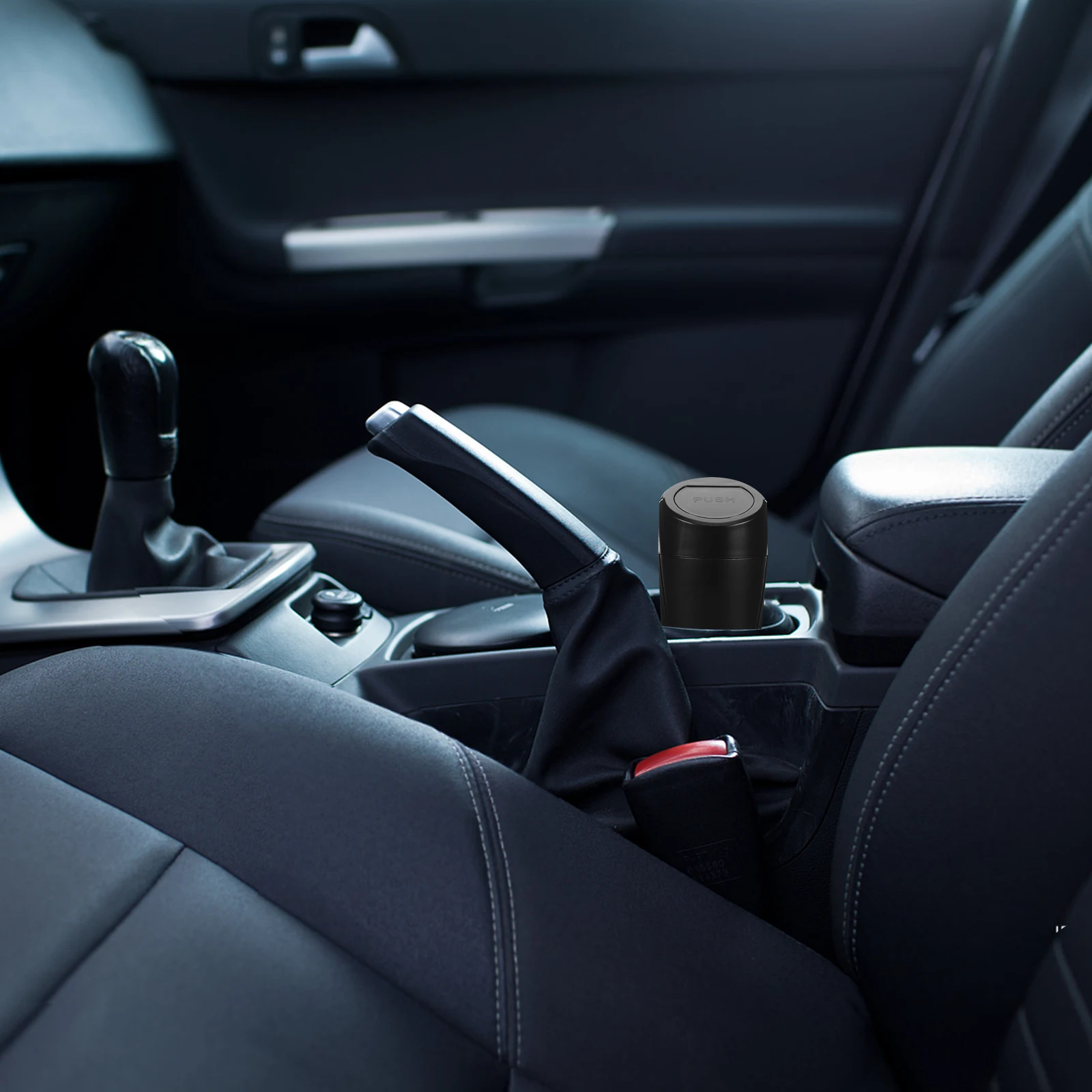 

Car Trash Can Black Portable Leakproof Vehicle Garbage Bin Storage Container For Auto Interior Small Space-Saving Fliptop Abs
