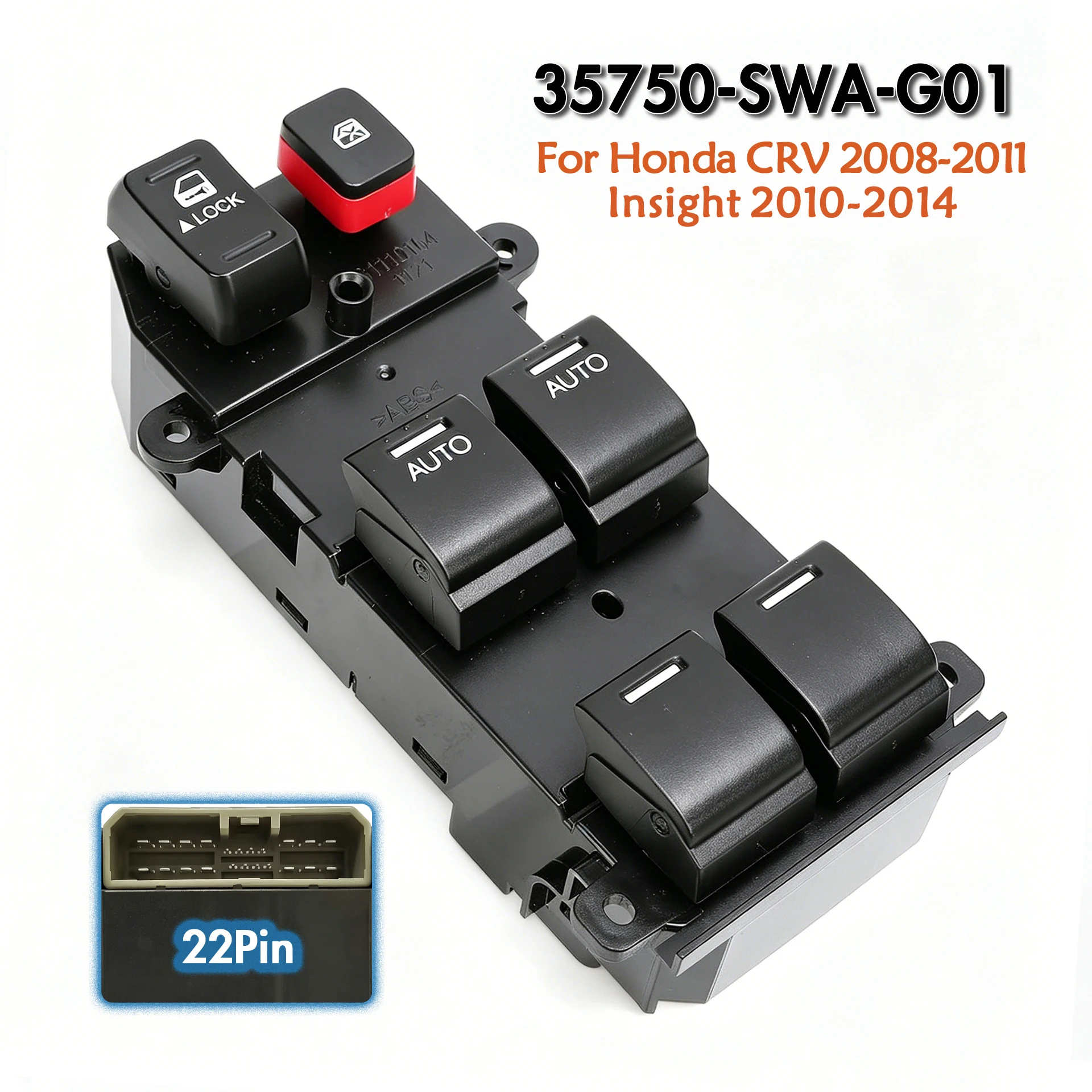 35750-SWA-G01 For Honda CRV CR-V Insight 2008-2014,Front Left Driver Side Master Power Window Switch Glass Lifter Control Button