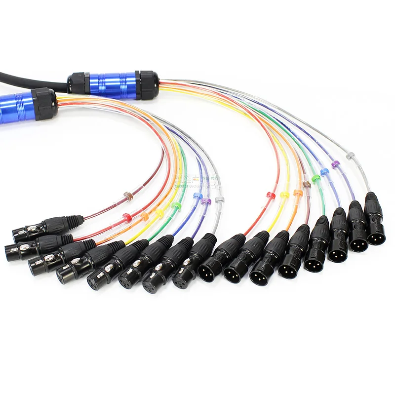 2/4/8/12/16/24-way XLR Audio Multi-core Rainbow Signal Cable Stage Lighting Multi-channel Multi-core Cable (Customizable)