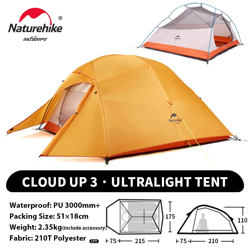 Naturehike Upgraded Cloud Up 3 Person Tent Outdoor Camping Tent