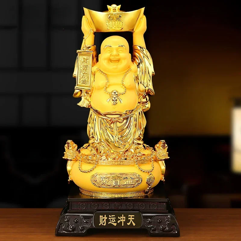 Feng Shui  Yuanbao Attract Wealth Pot Belly Buddha Maitreya Buddha OrnamentsTreasure Living Room Office Decor